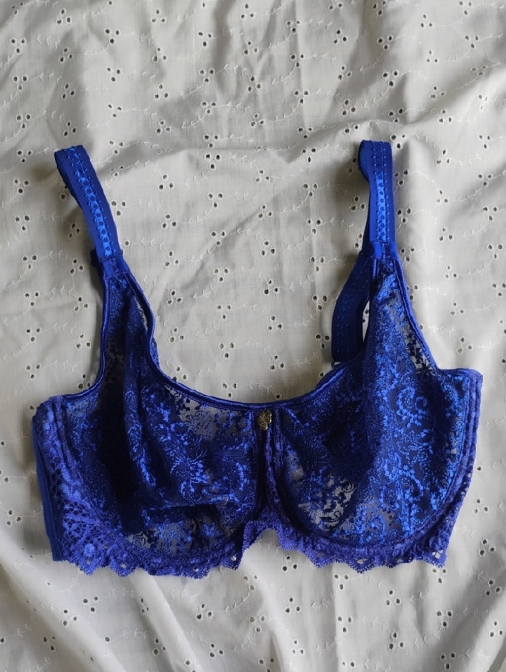 EMPREINTE Blue Lace Underwire Bra with Feminine Floral Lace